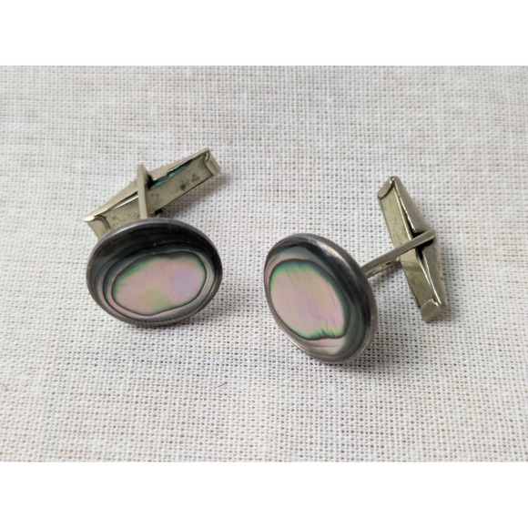 JHE Other - Vintage Sterling Silver Mother of Pearl Inlay Cufflinks‎ Mexican Designer JHE